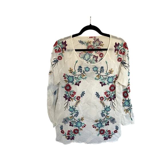 Johnny Was Kikimu Embroidered Crinkle Tunic - Size Medium - Picture 2 of 9